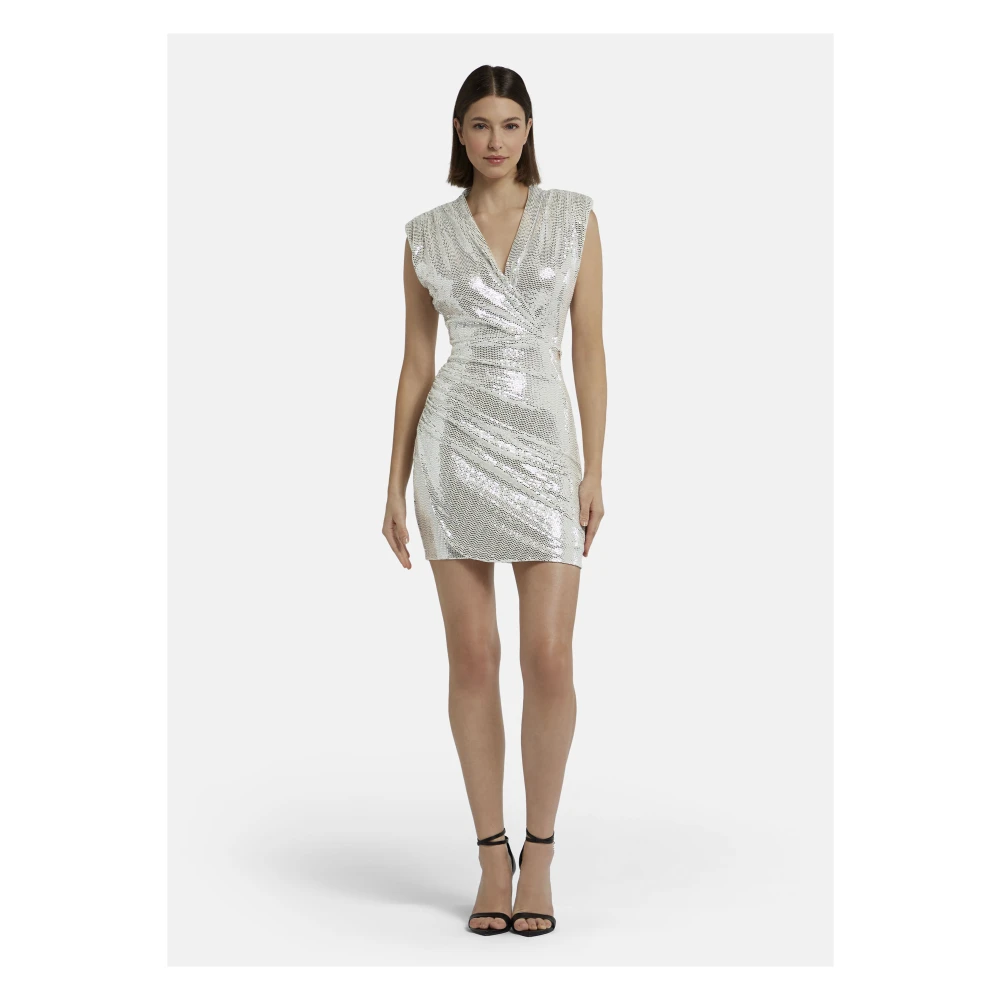 Nicowa Elegante Jersey Jurk met Pailletten Gray Dames