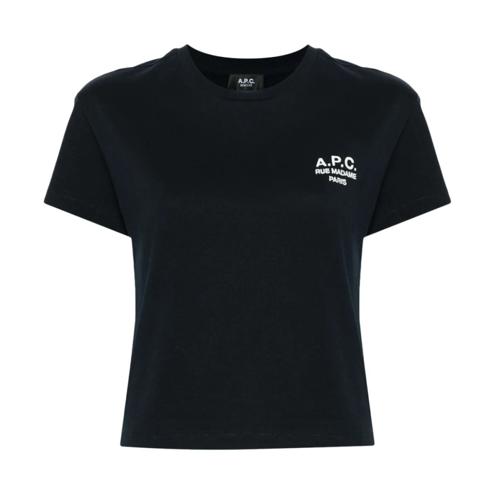 A.p.c. Geborduurd Rue Madame T-shirt Blue Dames