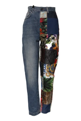 Amber Patchwork Höga Jeans i Denim
