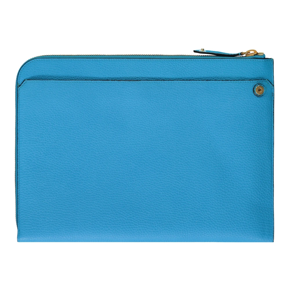 Burberry Korrelig Leren Clutch met Logodetail Blue Heren