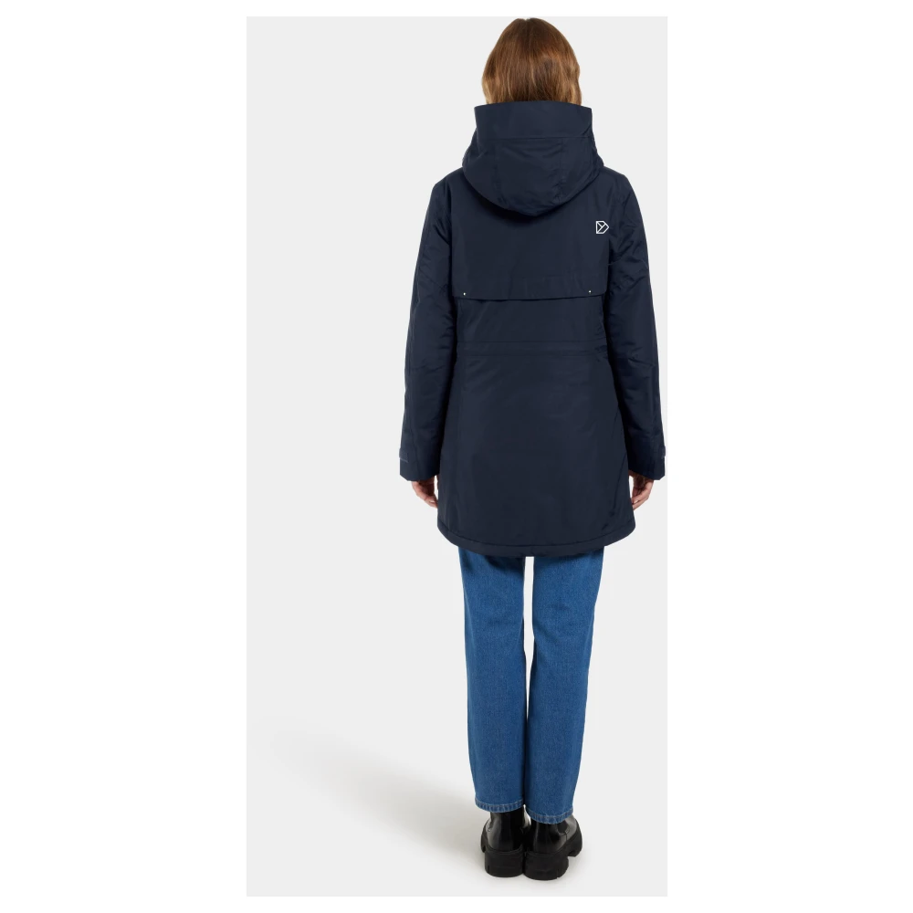 Didriksons Verstelbare Parka met Rits en Capuchon Blue Dames