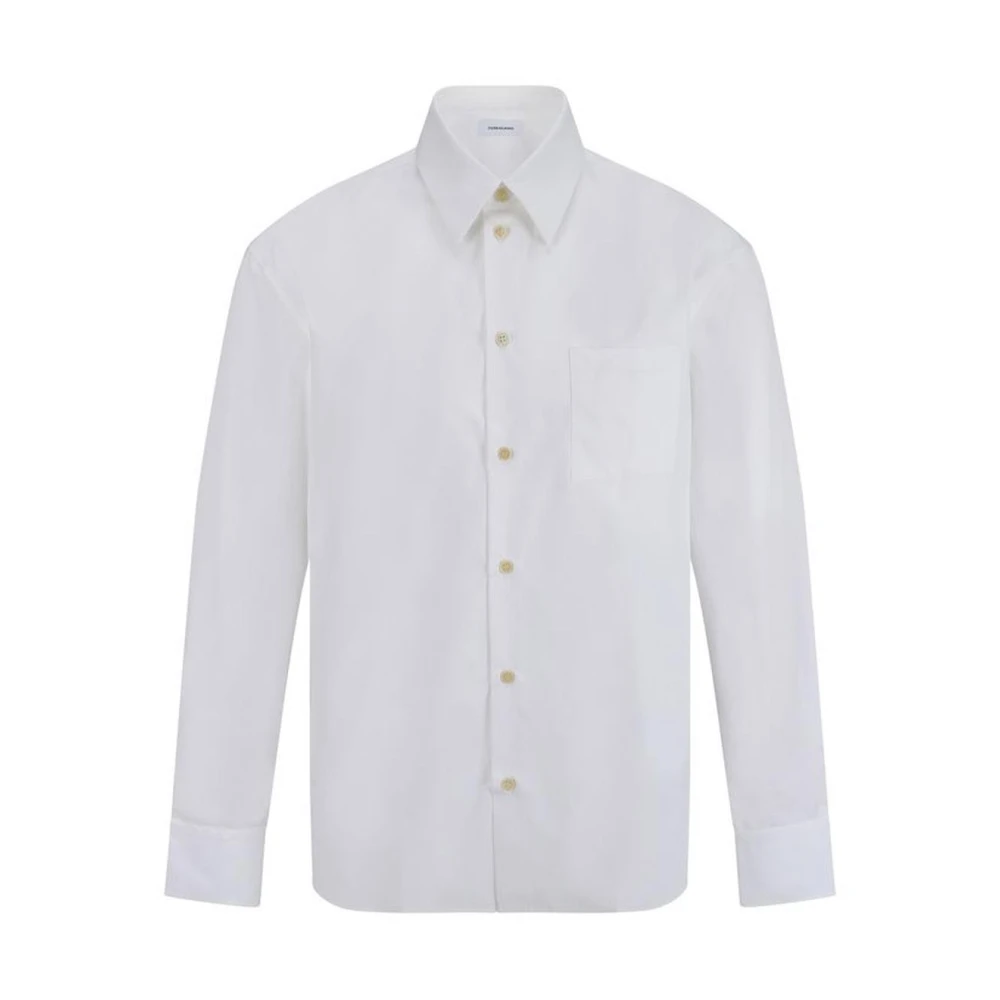 Salvatore Ferragamo Monogram Geborduurd Katoenen Overhemd Klassieke Stijl White Heren