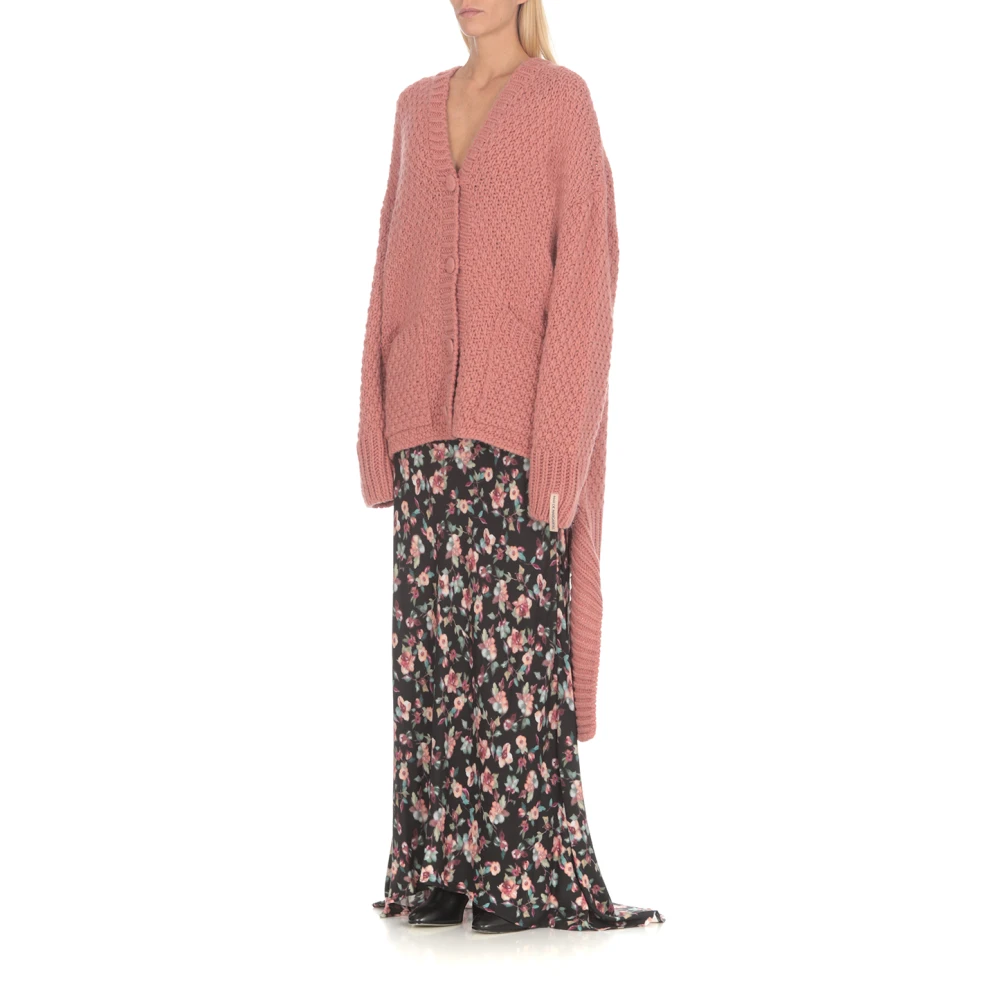 Mar De Margaritas Roze V-Hals Cardigan met Asymmetrische Zoom Pink Dames