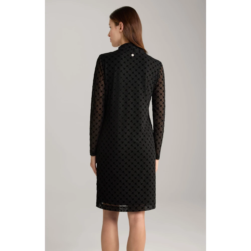 Joop! Zwarte jurk met fluwelen madeliefjespatroon Black Dames