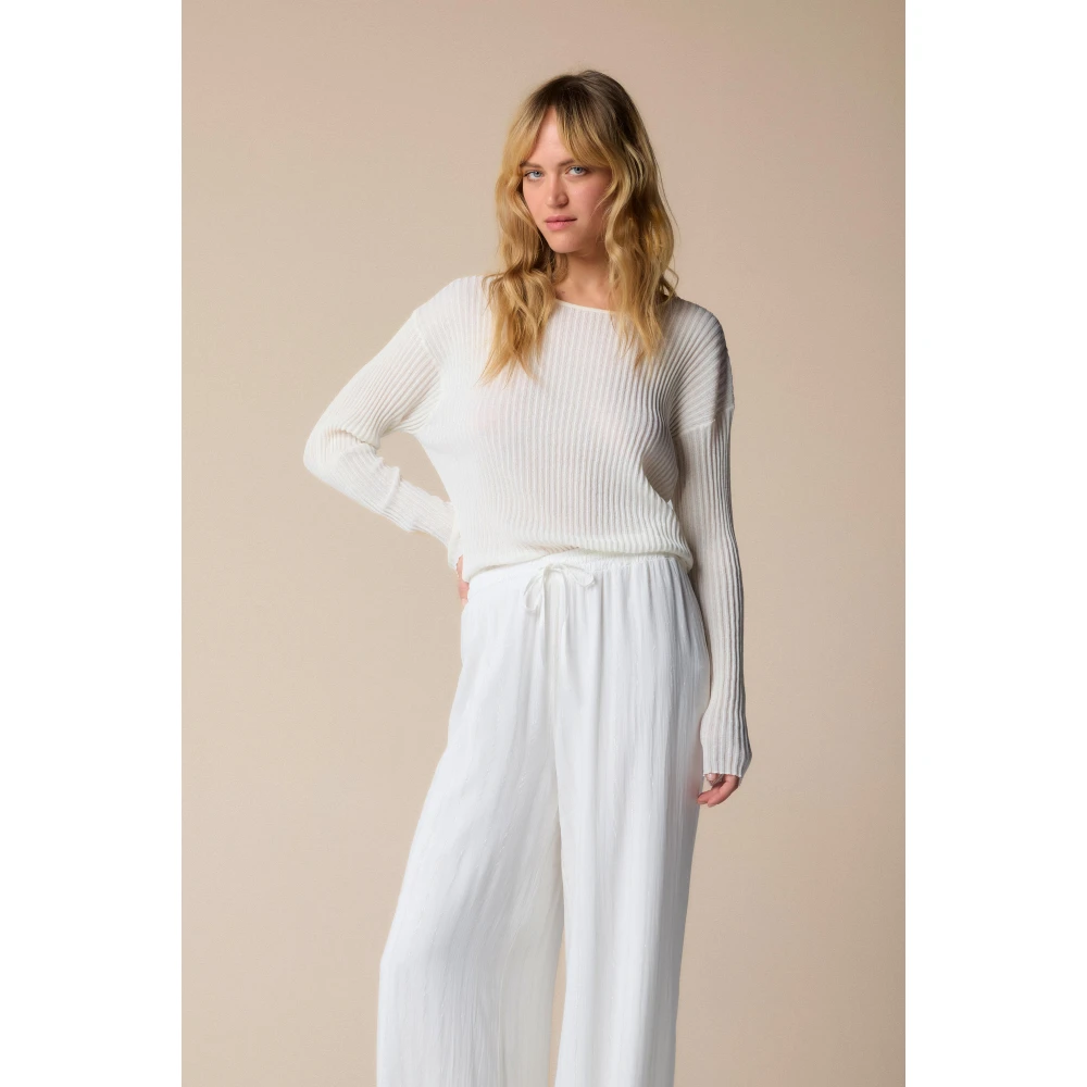 Kocca Stijlvolle Ronde Hals Gebreide Kleding White Dames