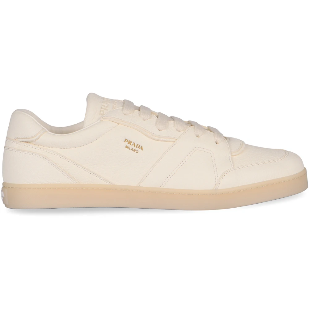 Prada Men's Beige Sneakers, 11 Uk, Low-Top Leather Trainers