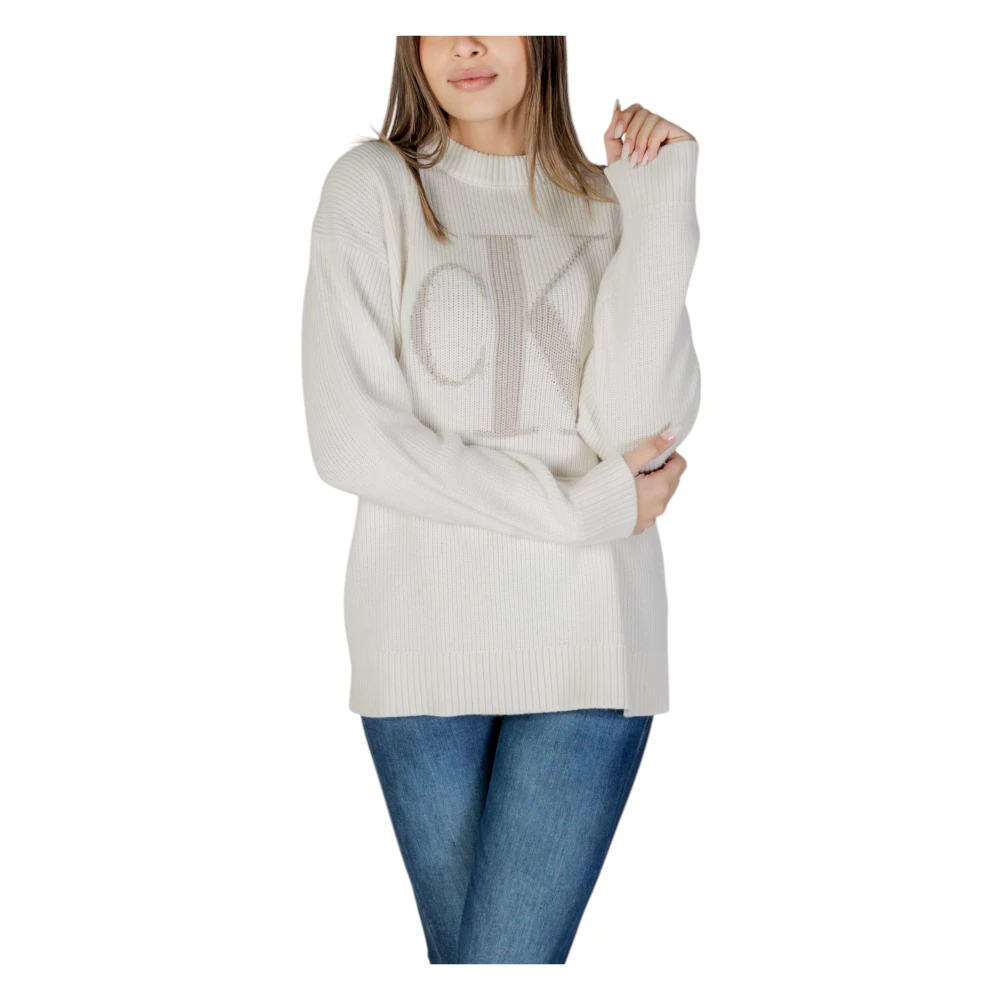 Calvin Klein Jeans Lente Zomer Dames Katoenen Sweaters Collectie Beige Dames