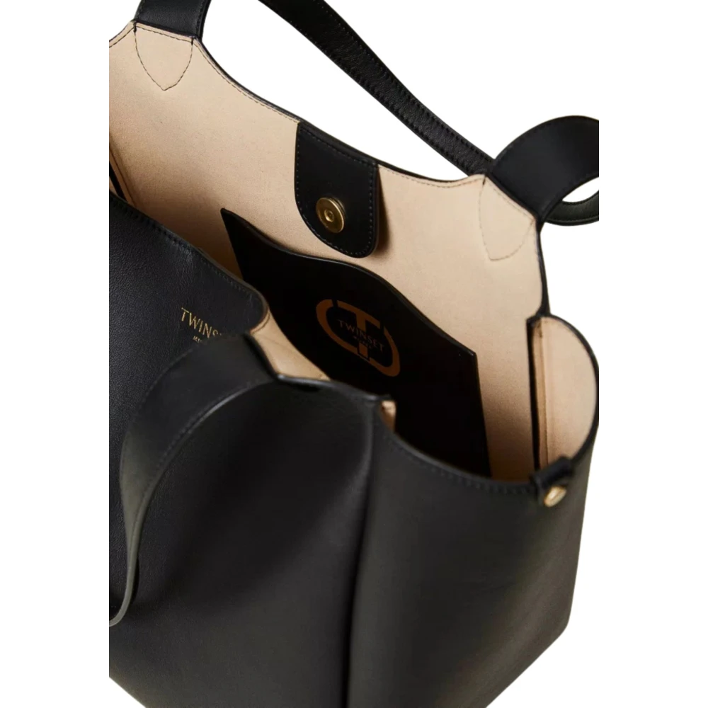 Twinset Forever Shopper Tas Zwart Leer Black Dames