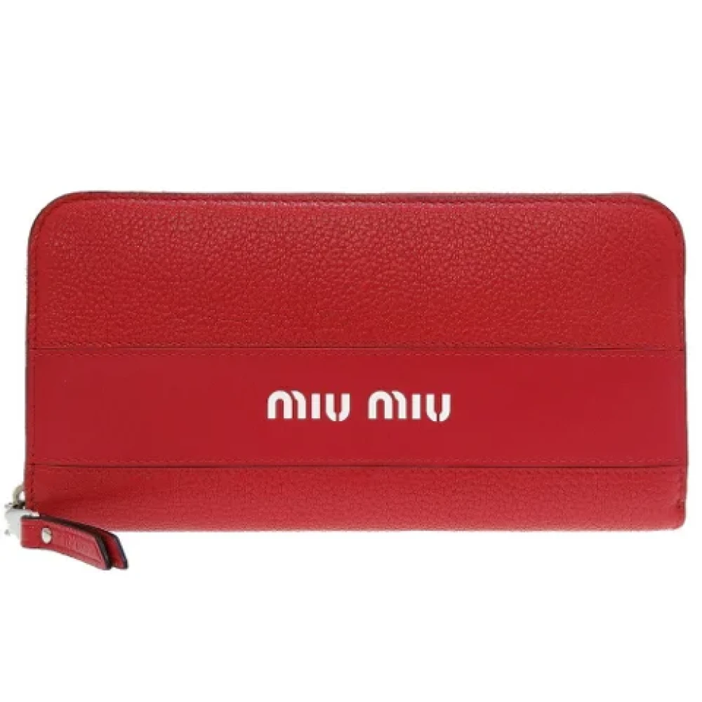 Miu Pre-owned Leather wallets Red Dames