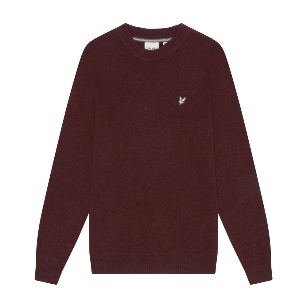 Lyle & Scott Gebreide Lamswol Ronde Hals Trui Red Heren