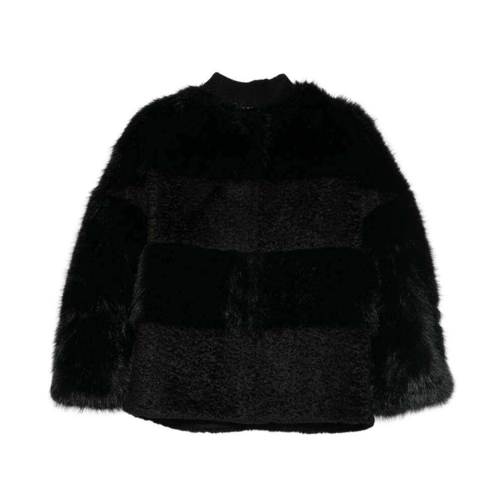 ジャケット・アウター Convertible Faux Fur Tippet Coat M Mtsebmves Women's Cropped Faux Fur Jacket Long Sleeve Button