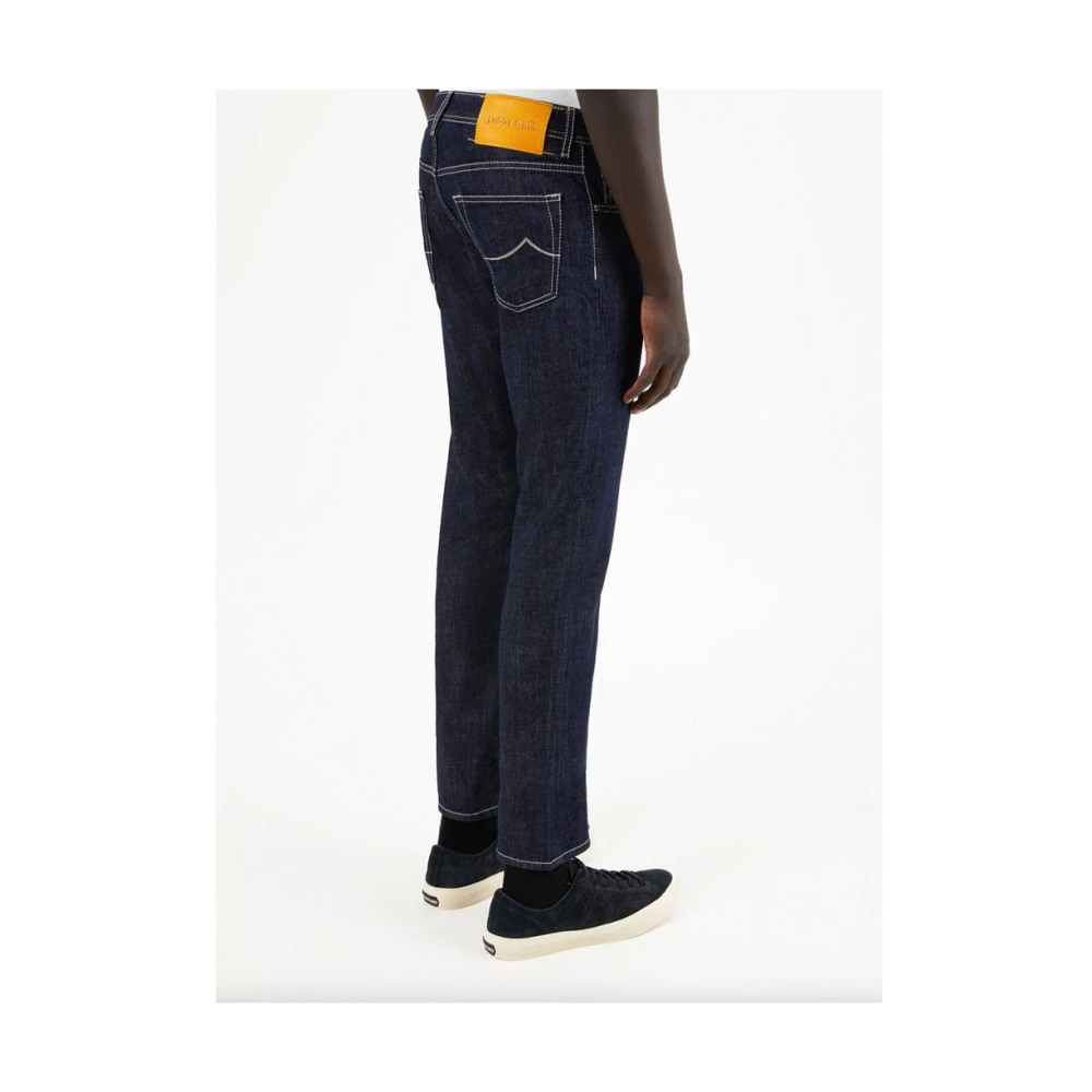 Jacob Cohën Donkerblauwe Slim-Fit Denim Jeans met Bandana Detail Blue Heren