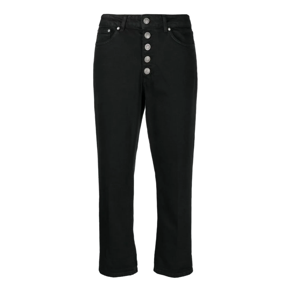 Dondup Zwarte Stretch-Katoenen Cropped Jeans Black Dames