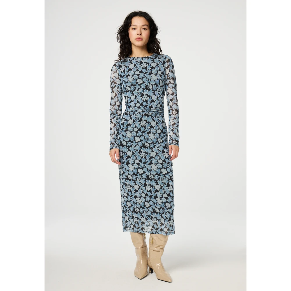 Fabienne Chapot Bloemen Mesh Jurk Blue Dames
