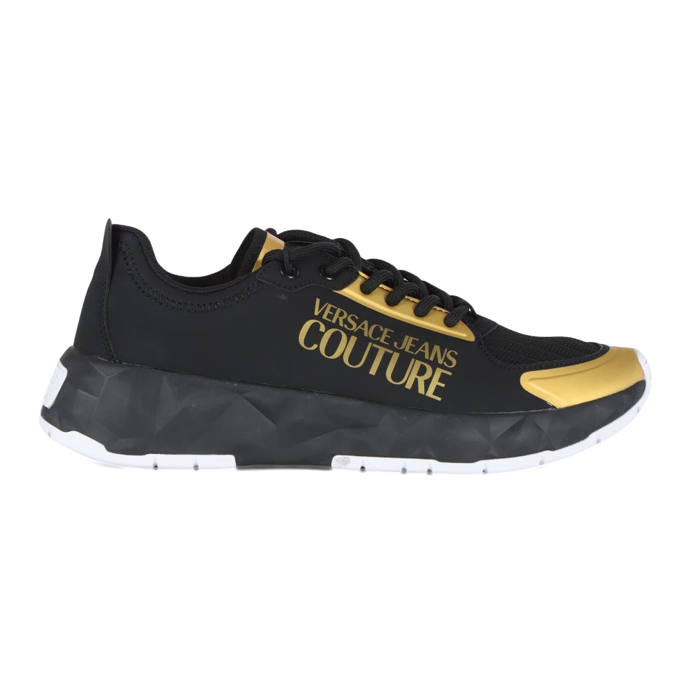 Versace Jeans Couture Logo Print Sneakers van Stof en Eco-leer Black Heren