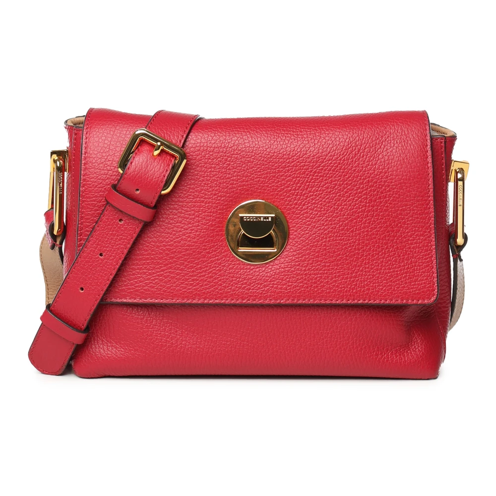 Coccinelle Rode leren schoudertas met klep Red Dames