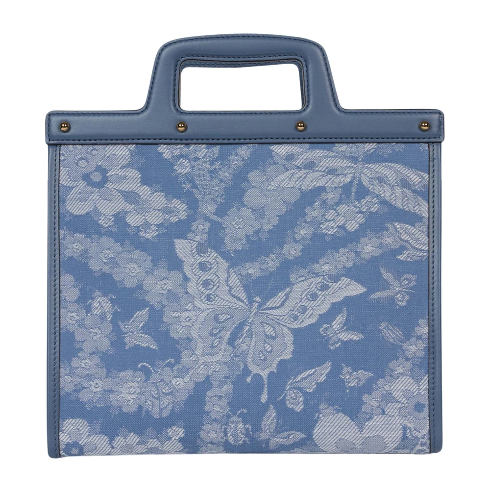 ETRO Blauwe Bloemen Jacquard Denim Handtas Blue Dames