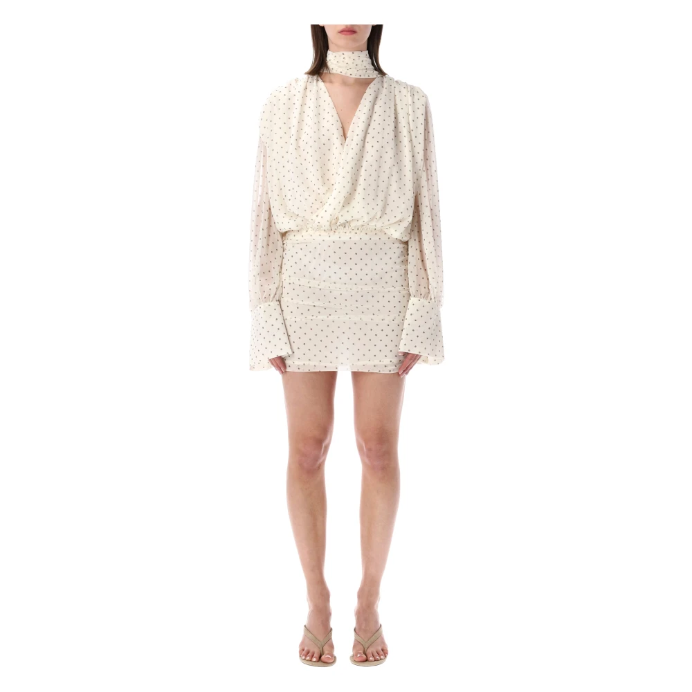 Rotate Birger Christensen Women's Beige Short Dresses, M, V Neck Dress