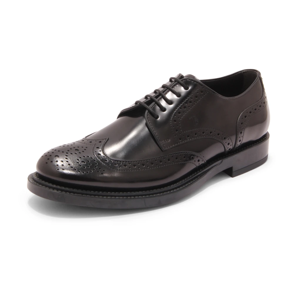 Tod's Mannelijk Zwart Schoenen Heren, 40 Eu, Derby Bucature For Gomma