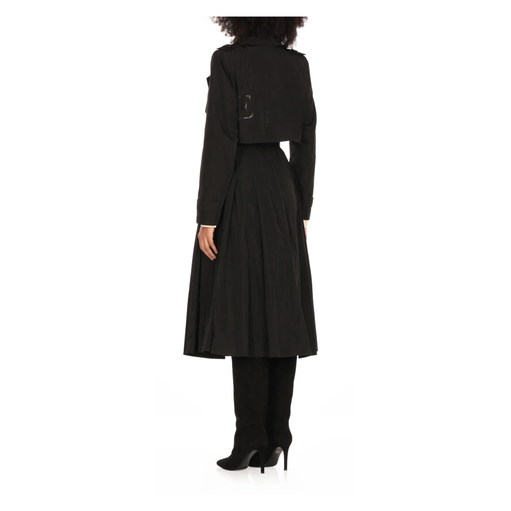 Elisabetta Franchi Zwarte regenjas met klassieke reverskraag Black Dames