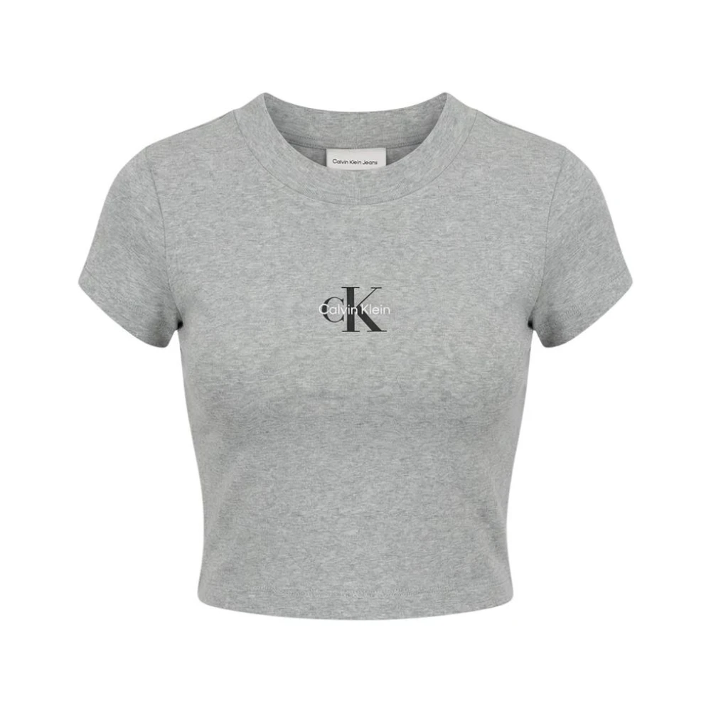 Calvin Klein Jeans Women's Gray T-Shirts, M, Round Neck Short Sleeve T-Shirt