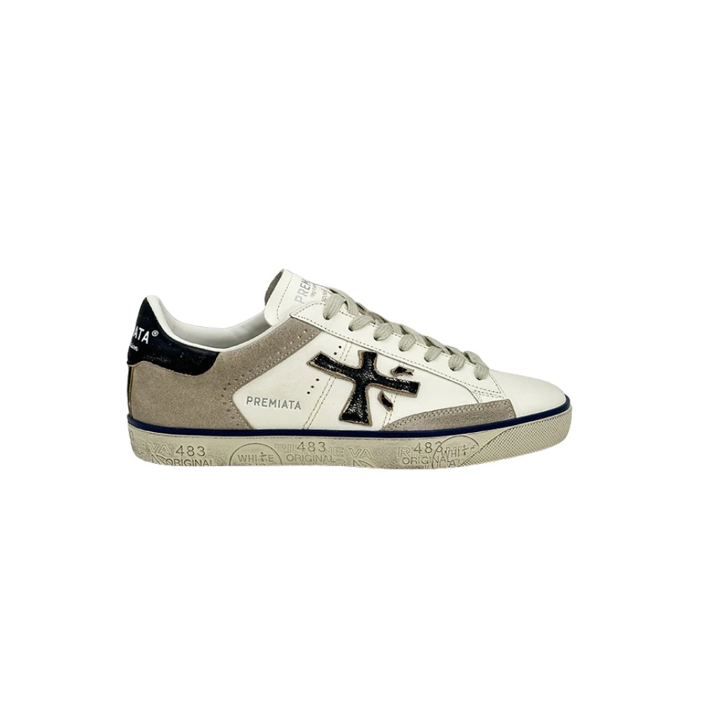 Premiata Witte leren sneaker Steven Heren Schoenen Veelkleurig Multicolor