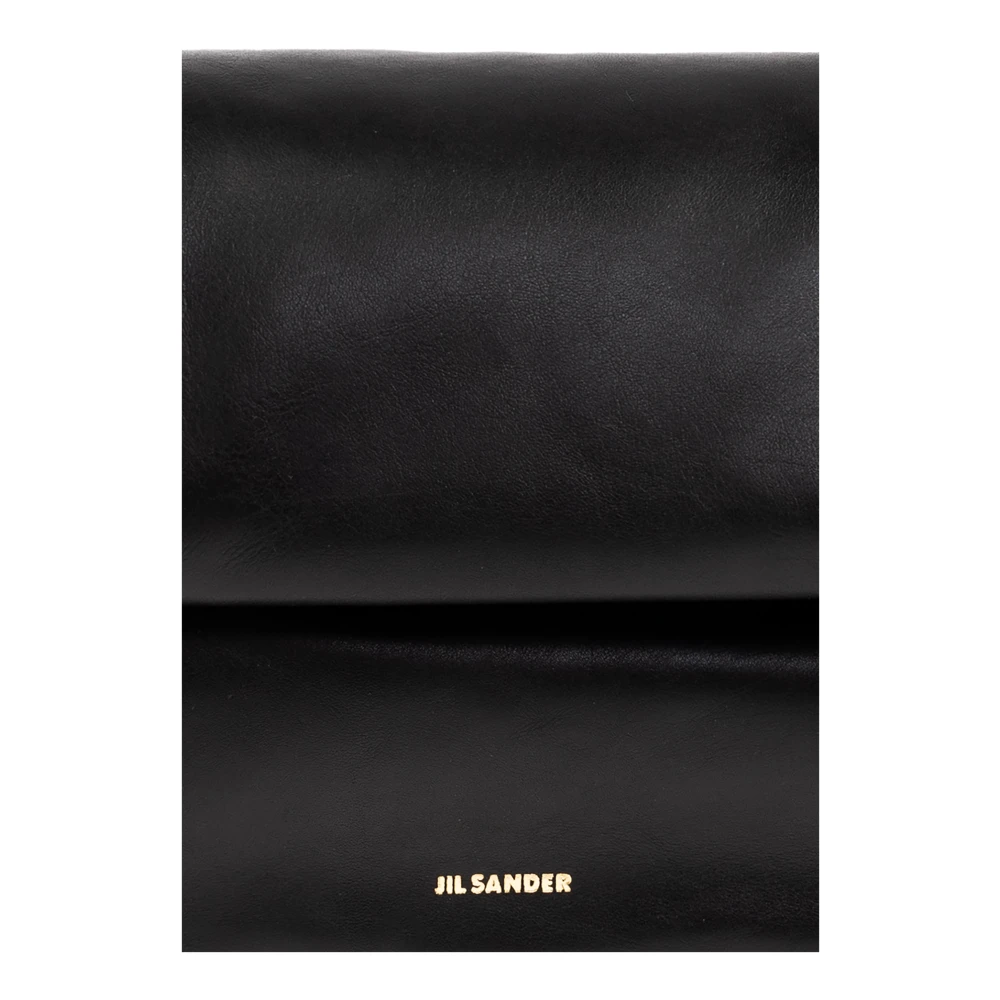 Jil Sander Zwarte Origami Schoudertas Magnetische Sluitingen Black Dames