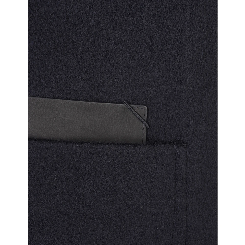 Ermenegildo Zegna Blauwe Kasjmier Midi Jas met Hoge Kraag Blue Heren