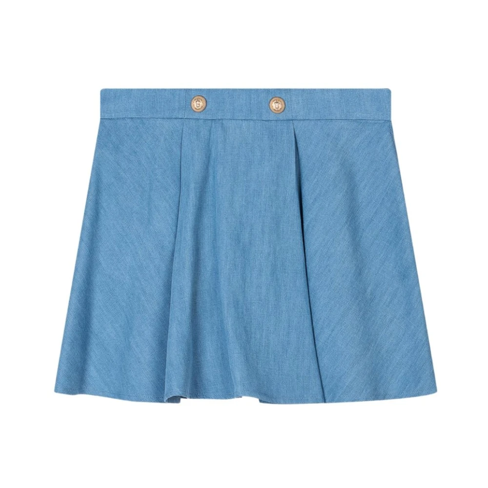 Balmain Women's Blue Button Pleated Skirt - Short Skirts - S - Skirts
