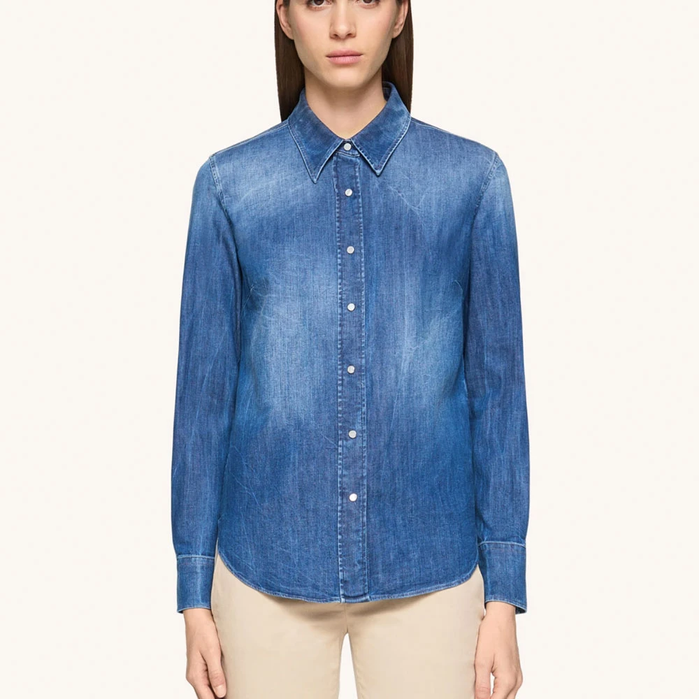Dondup Denim Shirt met Knopen Blue Dames