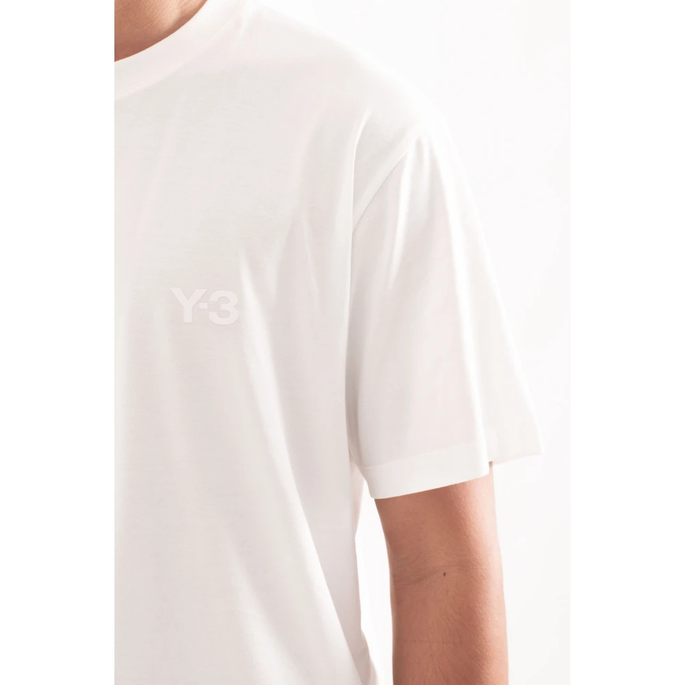 Y-3 Wit Borstlogo Korte Mouw Tee White Heren