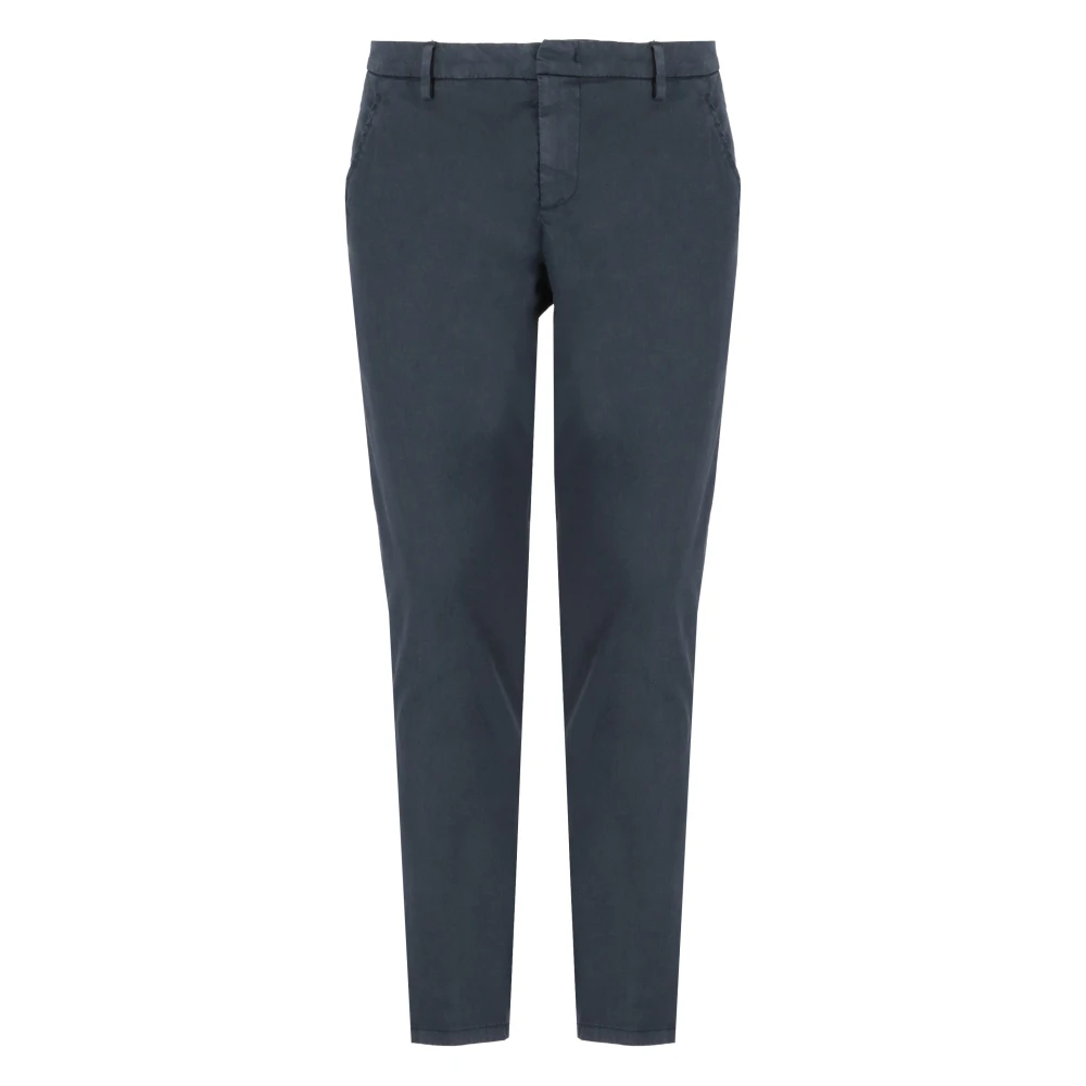Dondup Blauwe Linnen Broek Met Rits Zakken Blue Heren