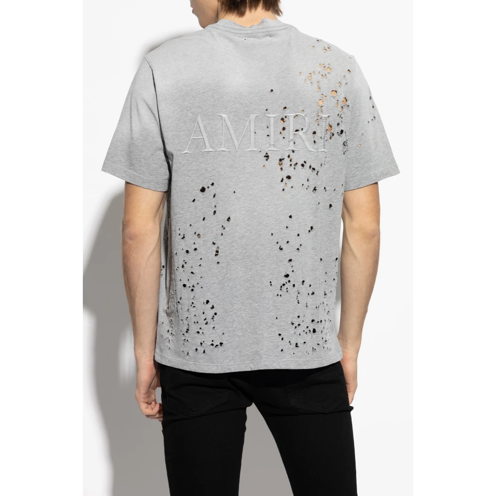 Amiri T-shirt met vintage effect Gray Heren