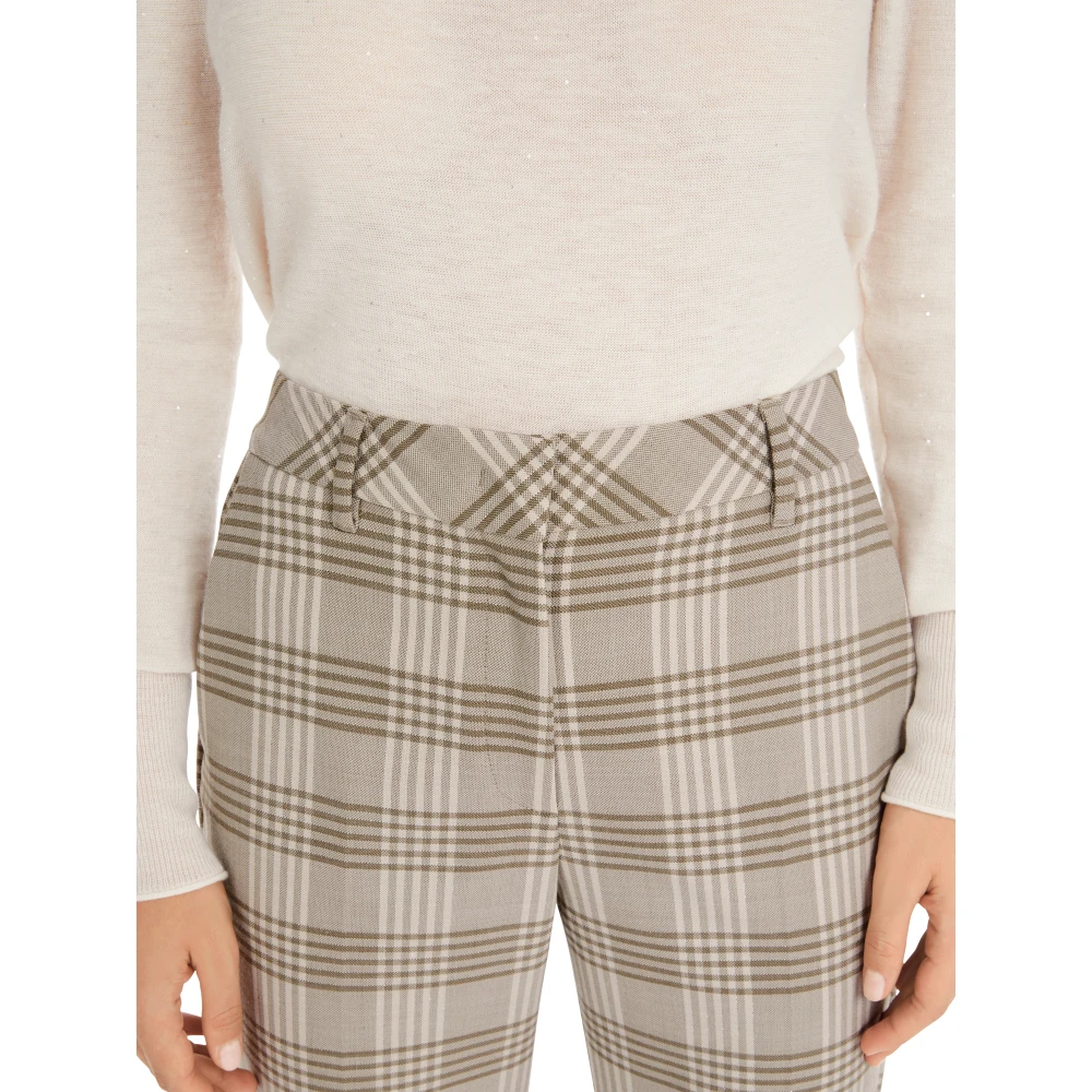 Marc Cain Moderne Elegantie Geruite Broek Multicolor Dames