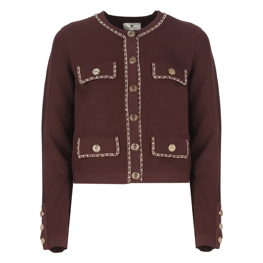 Elisabetta Franchi Bordeaux Sweater met knoopdetails Red Dames