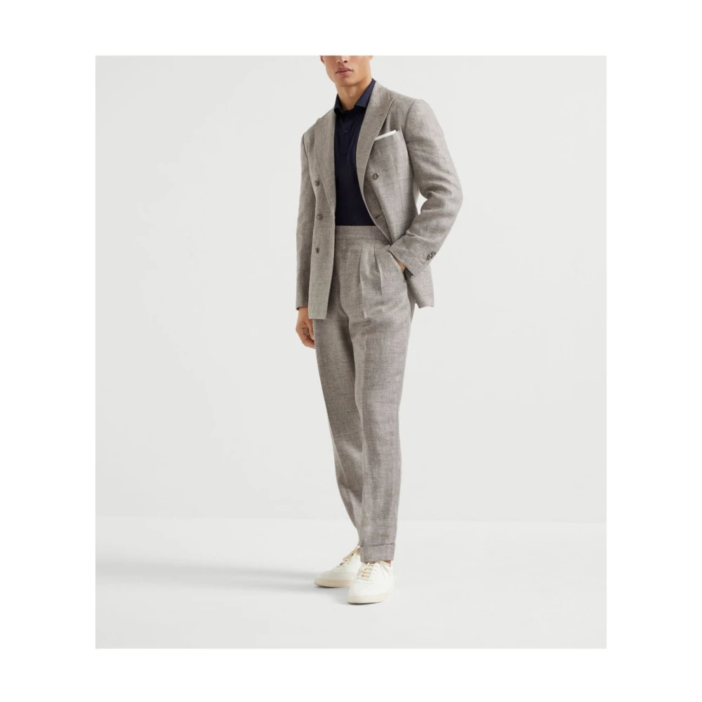 BRUNELLO CUCINELLI Blauw Poloshirt met Gelaagde Details Blue Heren