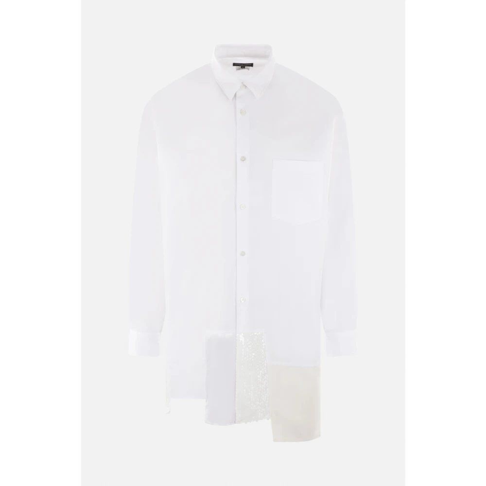 Comme des Garçons Witte Katoenen Patchwork Overhemd Long-Fit White Heren
