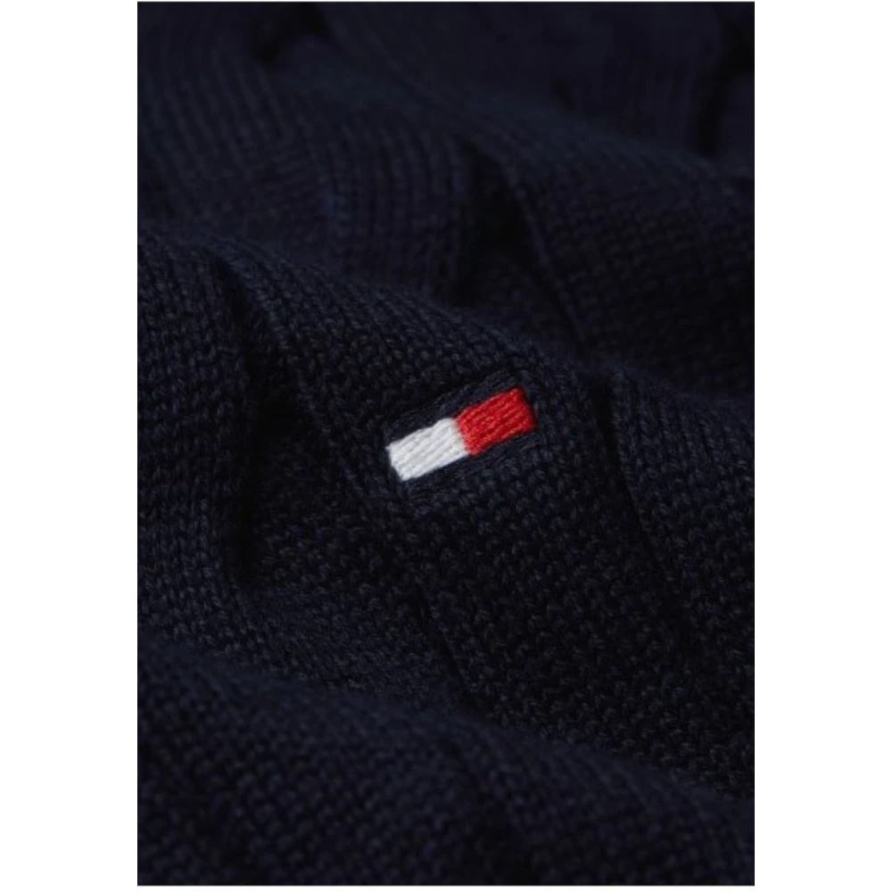Tommy Hilfiger Klassieke Katoenen Kabeltrui Blue Heren