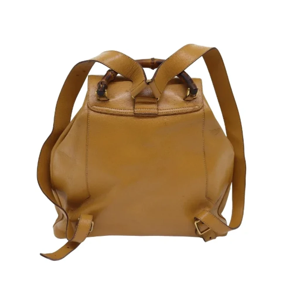 Gucci Vintage Pre-owned Leather backpacks Yellow Dames