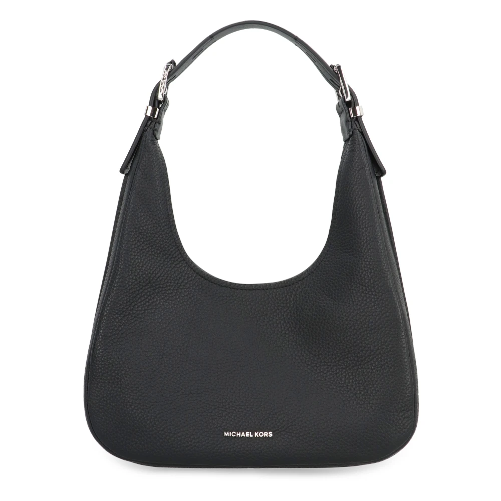 Michael Kors Kornigt Läder Hobo Väska Black, Dam