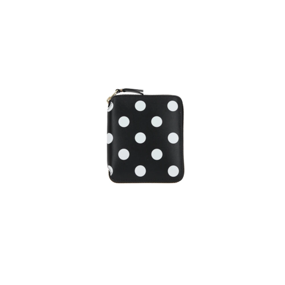 Comme des Garçons Zwarte portemonnee met polka dot print en ritssluiting Black Heren