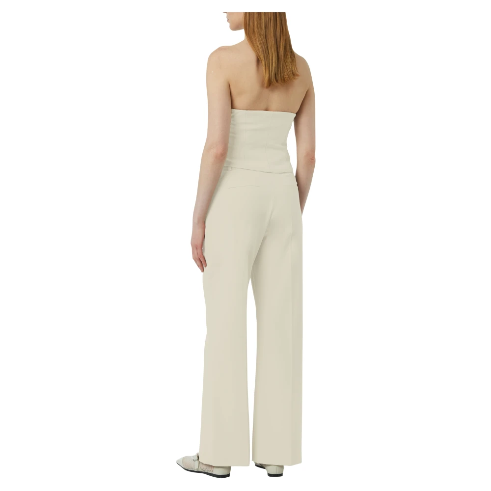 comma Wijde Pijp Losvallende Hoge Kwaliteit Broek Beige Dames