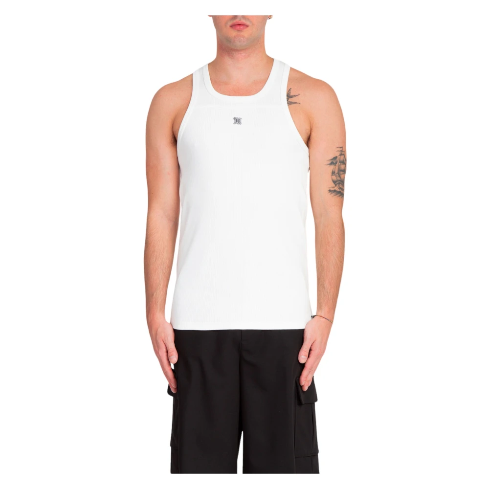 Misbhv Geribbelde tanktop in wit White Heren