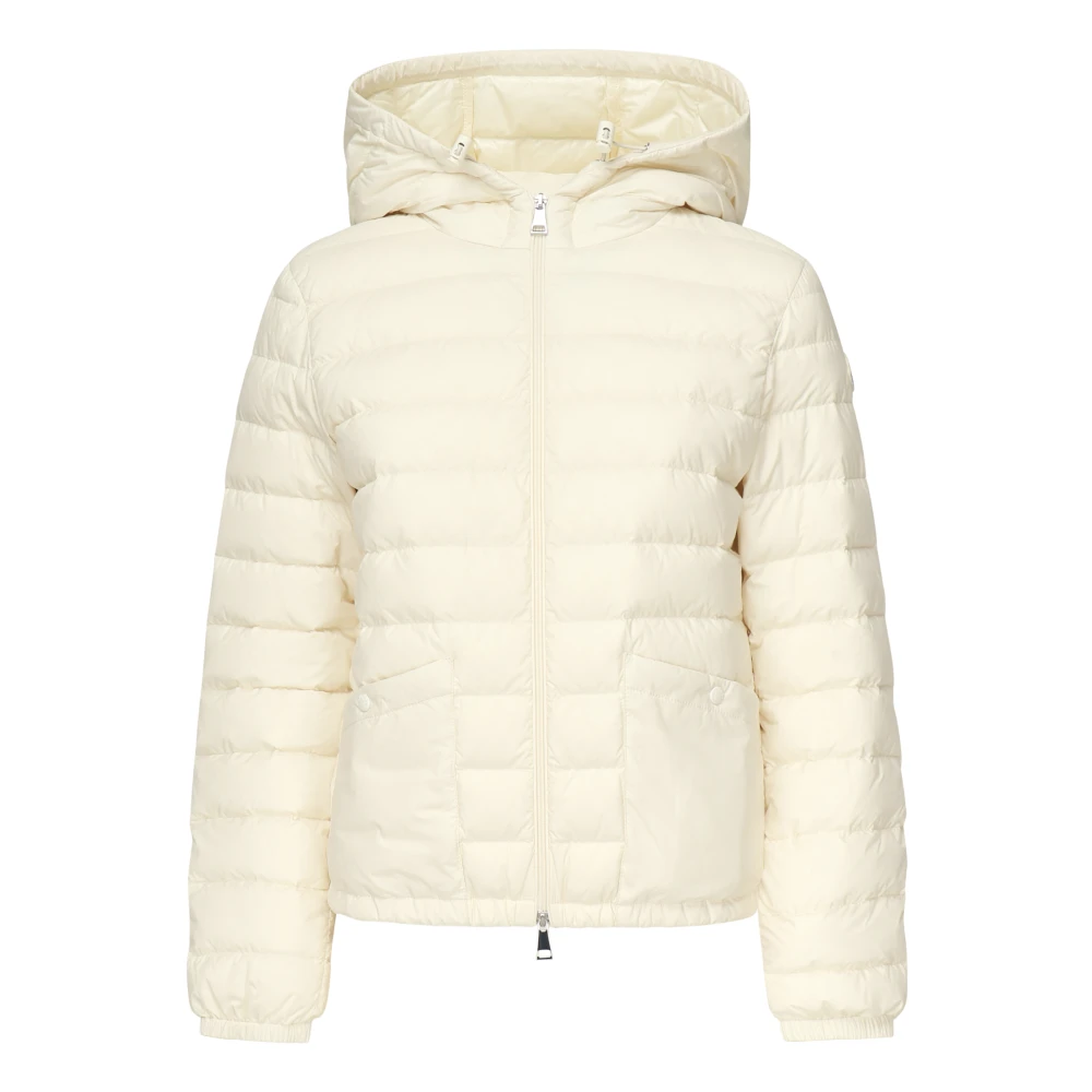 Moncler Vit Vadderad Huva Jacka White, Dam