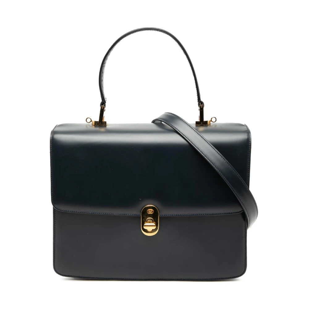 Gucci Vintage Women's Blue Pre-Owned Structured Leather Handbag