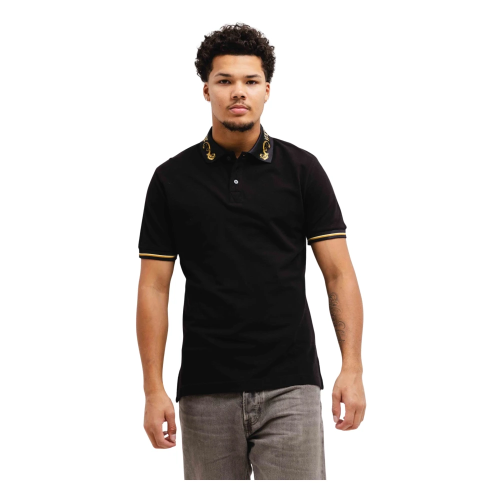 Versace Jeans Couture Chromo Kraag Polo Zwart Mannen Black Heren