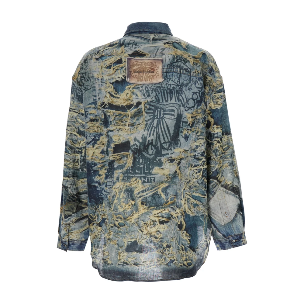 Acne Studios Blauw All-Over Print Logo Shirt Multicolor Heren
