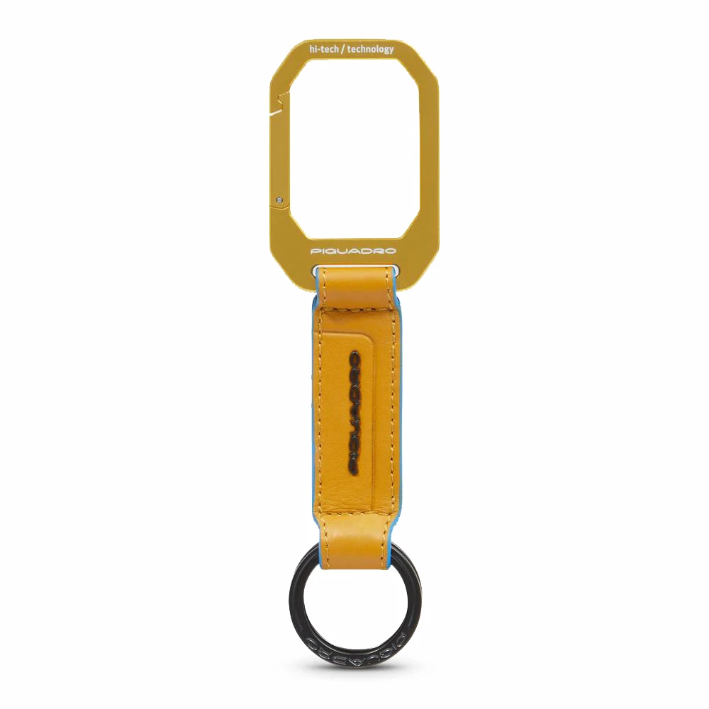 Piquadro Mannelijk Geel Leather Carabiner Keychain