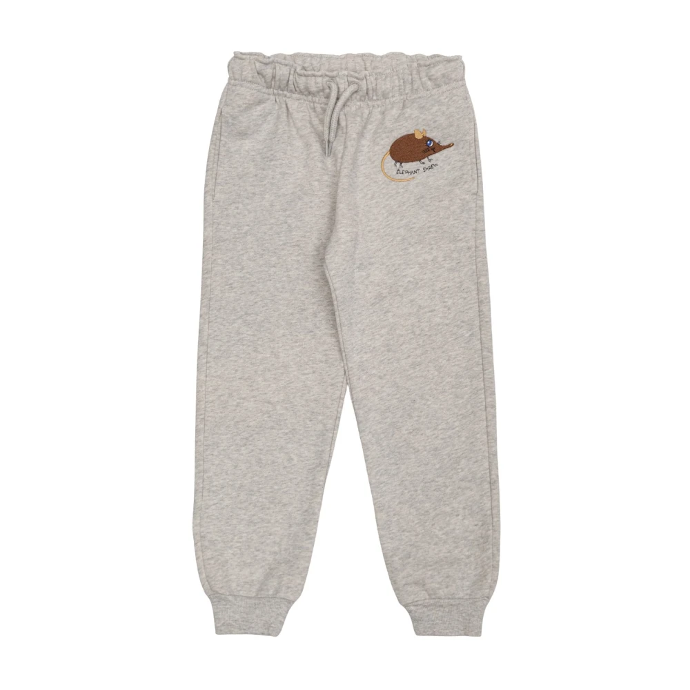 Mini Rodini Girls Grey Melange Cotton Sweatpants - Image 2