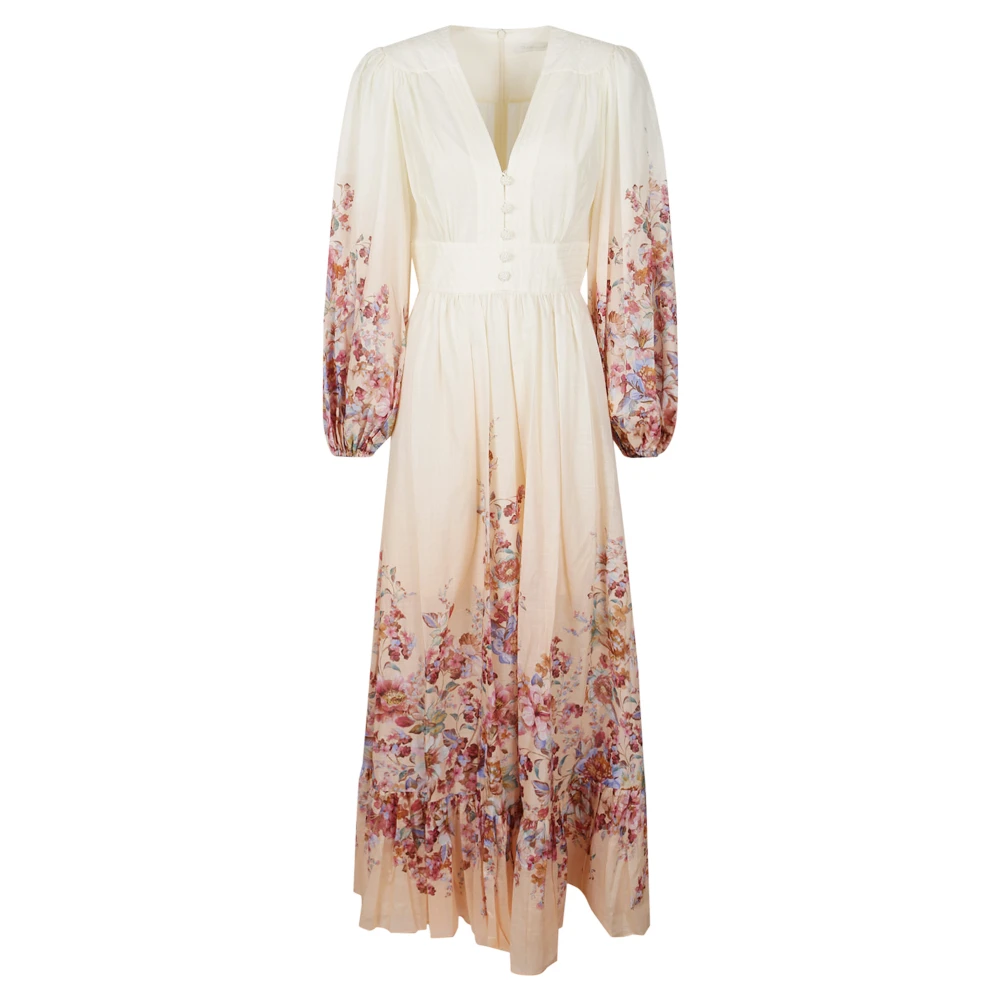 Zimmermann Women's Multicolor Maxi Dresses, M, Awaken Plunge Maxi Dress